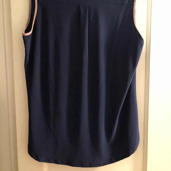 Women’s navy and taupe 3-button blouse - Picture 2 of 2